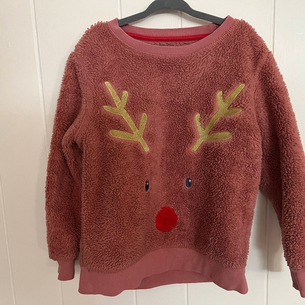 Mini Boden Pink Reindeer Sweater
